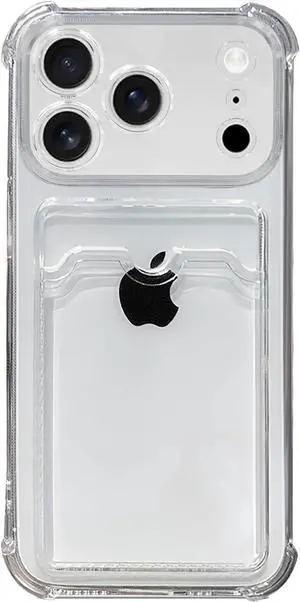 Clear Wallet Phone Case for iPhone 17 Pro Max Upgrade Card Slot Case Slim Fit Protective Soft TPU Shockproof Wallet Case with Cute Card Holder Pocket for iPhone 17 Pro Max (Clear)