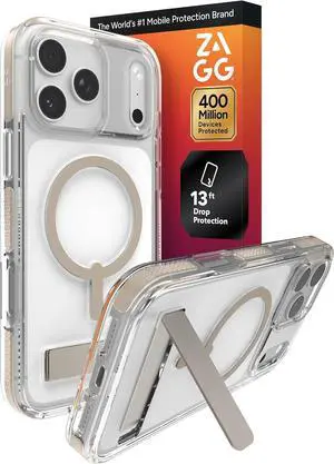 Santa Cruz Snap Case with Kickstand for iPhone 17 Pro Max - Titanium Drop Protection (13ft/4m) MagSafe Charging Compatible ClearGuard Anti-Yellowing Technology Scratch Resistant Phone Case