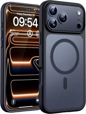 for iPhone 17 Pro Max Case Compatible with Magsafe Full Camera Protection Built-in Magnetic Ring Translucent Matte Phone Case for iPhone 17 ProMax 6.9 inch (Black)