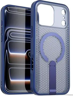for iPhone 17 Pro Max Case Stay Cool to The Touch with Breathable Airflow Channels Compatible with MagSafe Magnetic Slim Fit with Anti-Fingerprint Shockproof Phone Cover 6.9inch Clear Blue