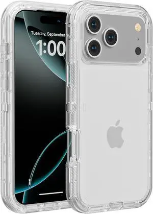 Shockproof Case Designed for iPhone 17 Pro Max Heavy Duty Military Grade Protection Rugged Full Body Translucence Phone Cover for iPhone 17 ProMax 6.9 inch Clear White