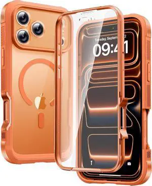 Magnetic Designed for iPhone 17 Pro Max Case Full Body Bumper [Compatible with MagSafe] Military Drop Proof Cover with Built-in Touch Sensitive Anti-Scratch Screen Protector Orange