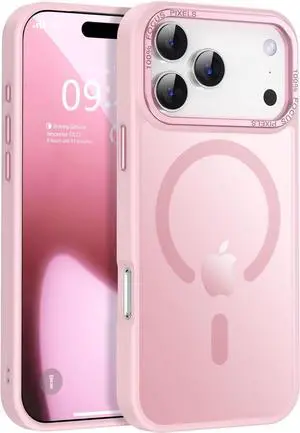 Magnetic for iPhone 17 Pro Max Case [Compatible with Magsafe] [Military Grade Drop Protection] Translucent Matte Anti-Scratch Shockproof Protective Phone Cover 6.9 Inch Tender Pink