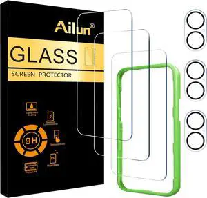 3 Pack Screen Protector for iPhone 17 [6.3 inch] + 3 Pack Camera Lens Protector with Installation Frame Sensor Protection Dynamic Island Compatible Case Friendly Tempered Glass Film