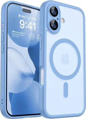 Magnetic for iPhone 17 Case Upgraded [Full Camera Protection] [Compatible with Magsafe] [Translucent Matte] Shockproof Protective Phone Case for iPhone 17 - Light Blue