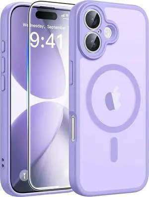 for iPhone 17 Phone Case: Magnetic Translucent Matte [Full Covered Camera Protection] [Screen Protector] Military Grade Shockproof Slim Cover Drop Proof Protective Cases - Light Purple 6.3inch
