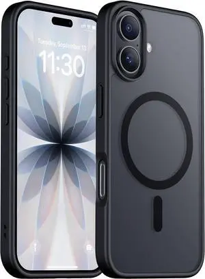 Designed for iPhone 17 Case Magnetic (Compatible with MagSafe) (Military Grade Drop Protection) Translucent Matte Shockproof Phone Case for iPhone 17 6.3-Black