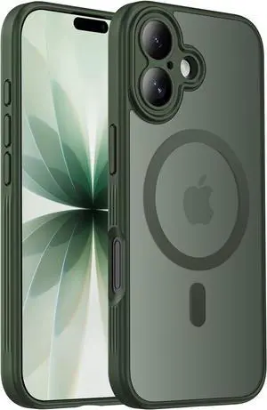 Designed for iPhone 17 Case Compatible with MagSafe [Cameratection] [15FT Military Droptection] Shockproof Translucent Matte Anti-Slip Phone Case 6.3 Alpine Green