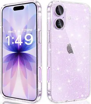 Compatible with iPhone 17 Case Clear Glitter Sparkle Soft TPU Transparent Shockproof Women Girls Slim Bling Sparkly Bumper Cover Phone Cases for iPhone 17
