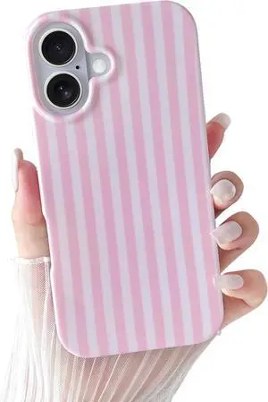 for iPhone 17 Case Cute Striped Phone Case Soft TPU Slim Shockproof Phone Cover for Women Girls Pink