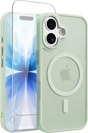 Magnetic iPhone 17 case Compatible with Magsafe Military-Grade Protection Slim Translucent Matte Shockproof with Anti-Scratch Anti-Fingerprint Phone Cover (Matcha Green iPhone 17)