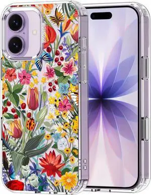 for iPhone 17 Case | Military Grade 6.6ft Drop Tested | Camera Control | Clear with in The Garden Design