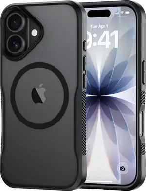 for iPhone 17 Case Compatible with MagSafe [Strong Magnets Translucent Matte Shockproof Anti-Slip Anti-Fingerprint Slim Phone Case for iPhone 17 (Black)