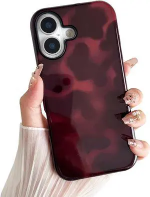 Compatible with iPhone 17 Case Chic Amber Tortoise Shell Brown Print Leopard Soft TPU and Hard Back Shockproof Phone Case for iPhone 17 6.3 inch Color B