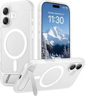 Designed for iPhone 17 Case [Built-in Invisible Kickstand][Compatible with MagSafe][Military Grade Shockproof] Slim Translucent Matte Phone Case 6.3 inch (Clear Matte)
