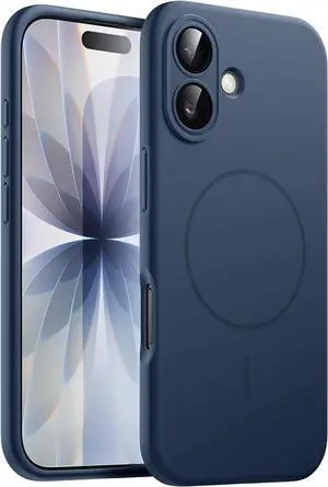 Magnetic Silicone Case for iPhone 17 6.3-Inch Compatible with MagSafe Silky Soft Touch Shock Absorbing Phone Cover with Camera Lens Protection (Navy Blue)
