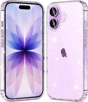 Compatible with iPhone 17 Case Clear Glitter Hard PC Back Shockproof Protective Bumper Cover Sparkle Bling Sparkly Cute Slim Women Girls Phone Cases