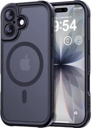 Magnetic for iPhone 17 Case [Compatible with Magsafe] [Full Camera Protection] Translucent Matte Military Grade Shockproof with Anti-Fingerprint Phone Cover 2025 Black