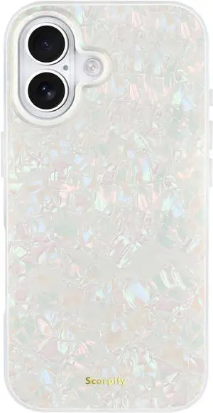 for iPhone 17 Case [Compatible with MagSafe] with Colorful Pearl Iridescent Design Cute Clear Magnetic Phone Cover for Women Girls and Men Bumper with Mother of Pearl Shell Pattern