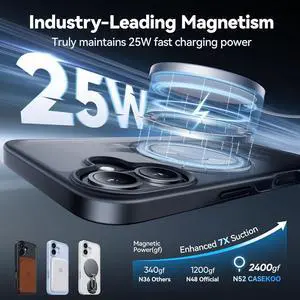 Ultra-Magnetic Stand for iPhone 17 Case [Military Drop Protection] [Compatible with MagSafe] Shockproof Translucent Matte Ring Holder Case for iPhone 17 Slim Phone Cover 6.3 Black