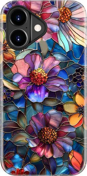 for iPhone 17 Case Wireless Charging Compatible Dual-Layer Protection with Stylish Wildflower Design Soft Silicone + Hard Shell Cute Chic Phone Cover for Women - Vibrant Defined Blossoms