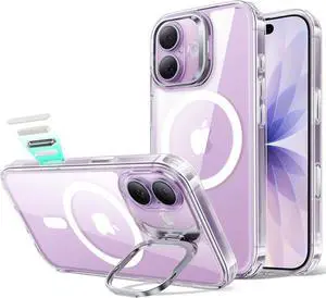 for iPhone 17 Case with Stash Stand Camera Control Cover Compatible with MagSafe Military-Grade Drop Protection Magnetic Phone Case for iPhone 17 Scratch-Resistant Back Cover Clear