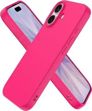 Compatible with iPhone 17 Case Shockproof Liquid Silicone Protective Phone Case with Soft Anti-Scratch Microfiber Lining Ultra Slim Drop Protection Phone Cover (Rose Red)