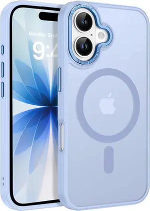 Magnetic for iPhone 17 Case 6.3 2025 [Compatible with Magsafe] Slim Cute Matte Translucent Shockproof Drop Protective Bumper Women Men Phone Case Cover for iPhone 17 Mist Blue