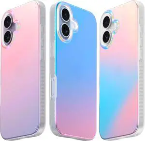 Hue for iPhone 17 Case - Holographic Iridescent Shockproof Cute Phone Cover - [Shock-Absorbent Bumper] - Cute Unique and Aesthetic for Women and Girls