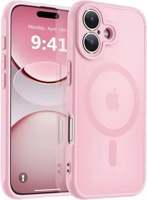 Magnetic for iPhone 17 Case (Compatible with Magsafe) (16FT Military Grade Protection) Full Camera Protection Anti-Fingerprint Slim Translucent Matte Phone Cover 6.3 Pink