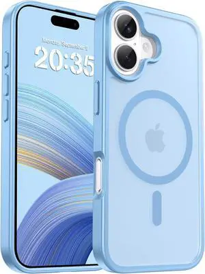 Magnetic for iPhone 17 Case [Compatible with MagSafe][Military-Grade Protection][Anti-Yellowing] Shockproof Protective Translucent Matte Cover for iPhone 17 Phone Case Mist Blue