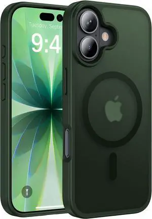 Magnetic for iPhone 17 Case [Compatible with MagSafe][Military-Grade Protection] Heavy Duty Protective for i Phone 17 Phone Case Slim Frosted Matte Cover for iPhone17 Green