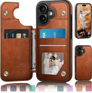 Designed for iPhone 17 Case Wallet with Card Holder [Magnetic Clasp Cover] [RFID Blocking Leather Protection] Shockproof Women Men Cases 6.3 Inch for  17 Light Brown