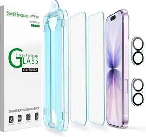 OneTouch Screen Protector for iPhone 17 6.3 2025 + Camera Lens Protector | Auto-Alignment install | Bubble Free | 9H+ Military-Grade Tempered Glass | FHD Clarity | Case Friendly | 2+2 Pack