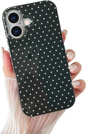 for iPhone 17 Case Cute Polka Dot Phone Case Soft TPU Slim Shockproof Phone Cover for Women Girls Black