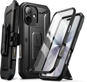 for iPhone 17 Case with Camera Control Button (Unicorn Beetle Pro) [Built-in Kickstand & Screen Protector] [Military-Grade Protection] Full Body Heavy Duty Phone Case Black