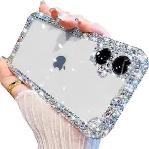 Clear Glitter Case for iPhone 17 Cute Luxury Bling Sparkly Crystal Diamond Rhinestones Camera Protection Soft TPU Bumper Shockproof Women Girls Slim Protective Case for iPhone 17 6.3 Clear