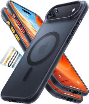 for iPhone Air Case Stronger Magnetic & Thin Fit with MagSafe Shockproof Slim Case for iPhone 17 Air with Camera Control & Colorful Button Mil-Grade Drop Tested Translucent Matte Black