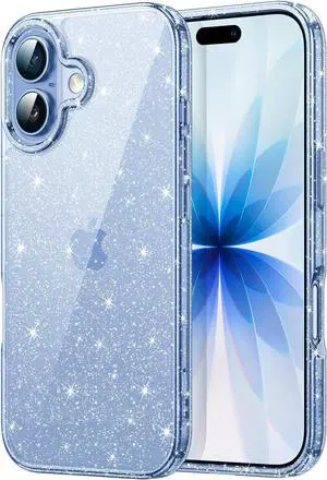Glitter Case for iPhone 17 6.3-Inch Bling Sparkle Shockproof Phone Bumper Cover Cute Sparkly for Women and Girls (Blue)