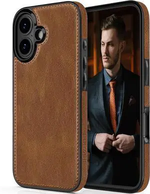 Designed for iPhone 17 Case Luxury Elegant PU Leather Classic Full Body Protective Men Women Phone Cases Soft Back Cover for iPhone 17 6.3 inch 2025 Brown