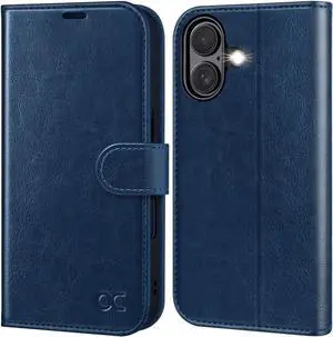 Compatible with iPhone 17 Wallet Case PU Leather Flip Folio Case with Card Holders RFID Blocking Kickstand [Shockproof TPU Inner Shell] Phone Cover 6.3 Inch 2025 Blue