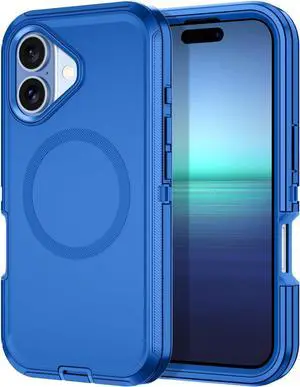 for iPhone 17 Case [Compatible with MagSafe] Shockproof 3-Layer Full Body Protection [Without Screen Protector] Rugged Heavy Duty Cover Case for  iPhone 17 6.3 2025 Sea Blue