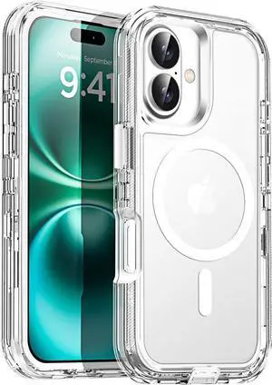 for iPhone 17 Case Clear Compatible with MagSafe 3 in 1 Heavy Duty Drop Protection Full Body Rugged Shockproof/Dust Proof 3-Layer Military Protective Tough Durable Cover 6.3_1