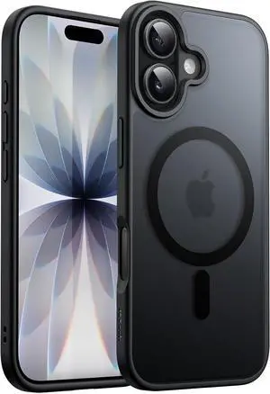 Magnetic Case for iPhone 17 6.3-Inch Compatible with MagSafe Translucent Matte Back Slim Minimalist Shockproof Phone Cover (Black)