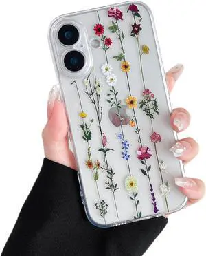 Floral Case for iPhone 17 Clear Cute Flower Pattern Case for Girls Women Flexible Silicone Protective Slim Shockproof Bumper Phone Cover for iPhone 17 Clear