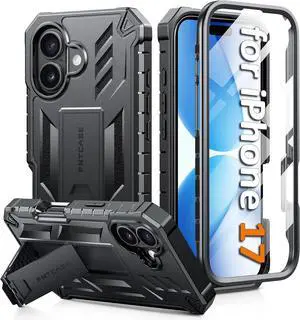 for iPhone 17 Phone Case: Military Grade Drop Proof Protection Mobile Cover with Kickstand | Matte Textured Rugged Shockproof TPU | Protective Sturdy Phone Case - 6.3 inch Black