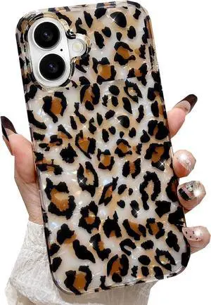 for iPhone 17 Leopard Print Case Cute Girly Luxury Bling Sparkle Translucent Clear Vintage Cheetah Print Soft TPU Silicone Protective Phone Case for Girls Women for iPhone 17 6.3 Inch Cheetah