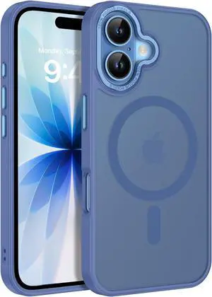 Case for iPhone 17 6.3-Inch iPhone 17 Phone Case Magnetic [Compatible with Magsafe] Translucent Matte Supports Wireless Charging Men Women Slim Shockproof Protective Cover Blue