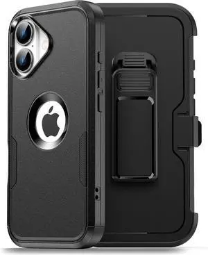 for iPhone 17 Case with Belt Clip Holster Compatible with Magsafe Military-Grade Protection 2X Screen Protector Heavy Duty Cover for iPhone 17 Black