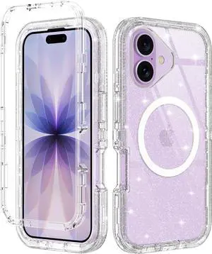 for iPhone 17 Case Clear [Non Yellowing] [Compatible with MagSafe] Shockproof 3-Layer Full Body Protection Rugged Heavy Duty Cover Case for  iPhone 17 6.3 Clear Glitter